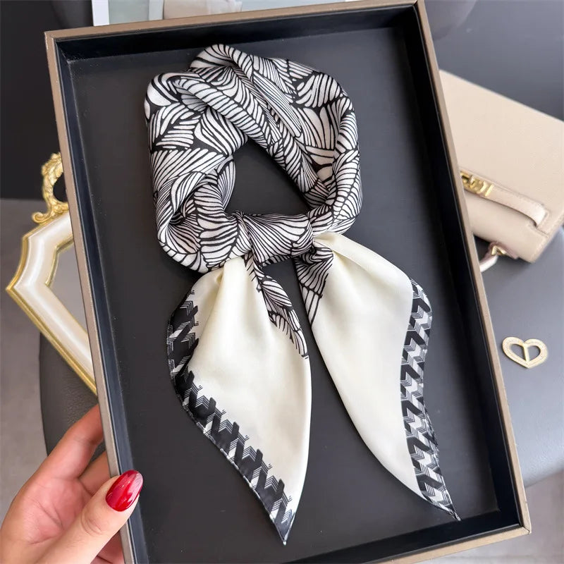 Print 70cm Silk Satin Headscarf Canada Women Luxury Design Neck Tie Scarf Hair Hand Wrist Foulard Shawl Bandana