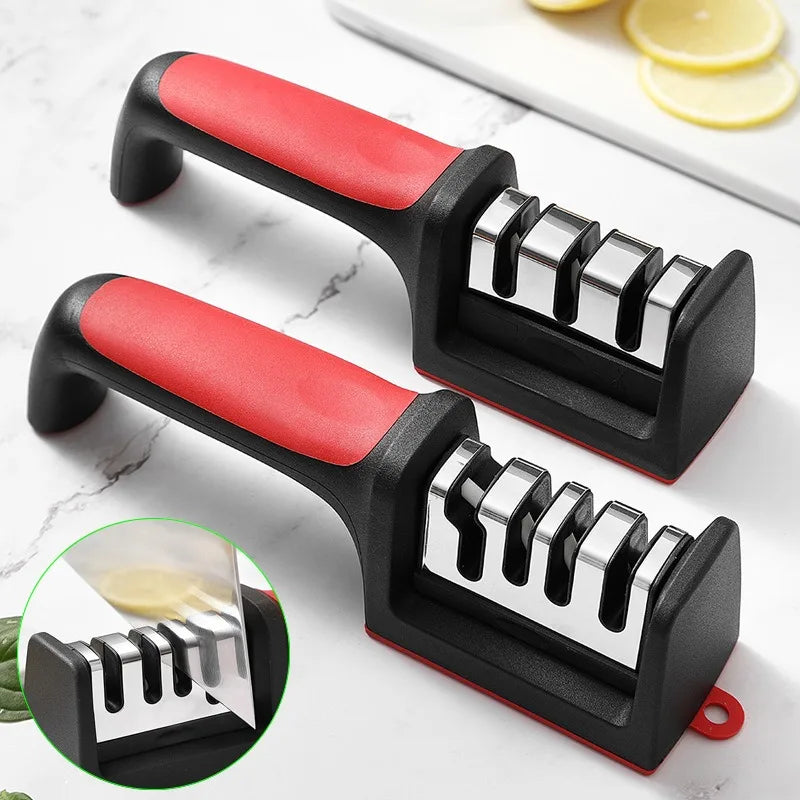 Knife Sharpener Kitchen Multifunctional Handheld Fast Sharpening Stone Three-stage Cutting Knife Kitchen Supplies