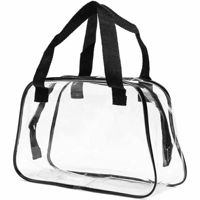 Clear Stadium Approved Tote Bag USA Transparent Small Handbag for Travel, Concerts, Toiletries & Cosmetics Storage PVC Bag