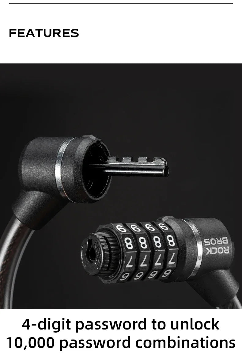 Canada Portable Bicycle Lock Ultra-Light Steel Cable Bike Lock 4-Digit Password PVC Waterproof  Steel Password Lock MTB Road