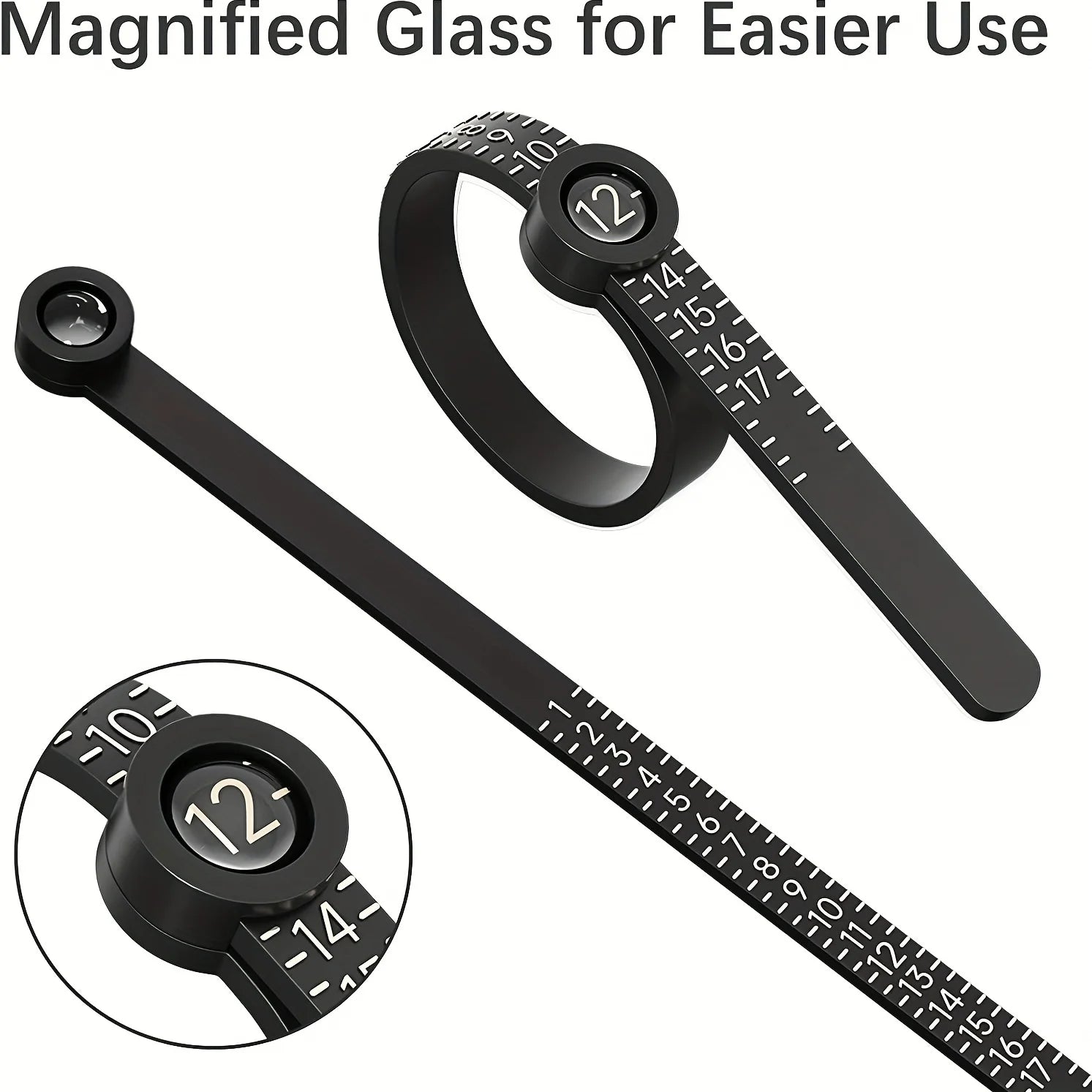 Ring Sizer with Magnifier Canada US/UK/EU/HK Jewelry Finger Size Measuring Ruler Ring Size Measurement Tool