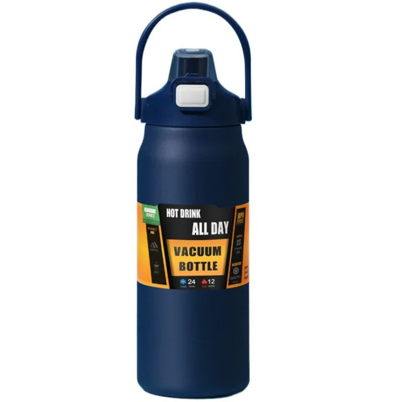 800ML 304 Stainless Steel Thermos USA Thermal Mug Cup with Straw, Sports Vacuum Flask for Hot & Cold Water, Insulated Travel Bottle