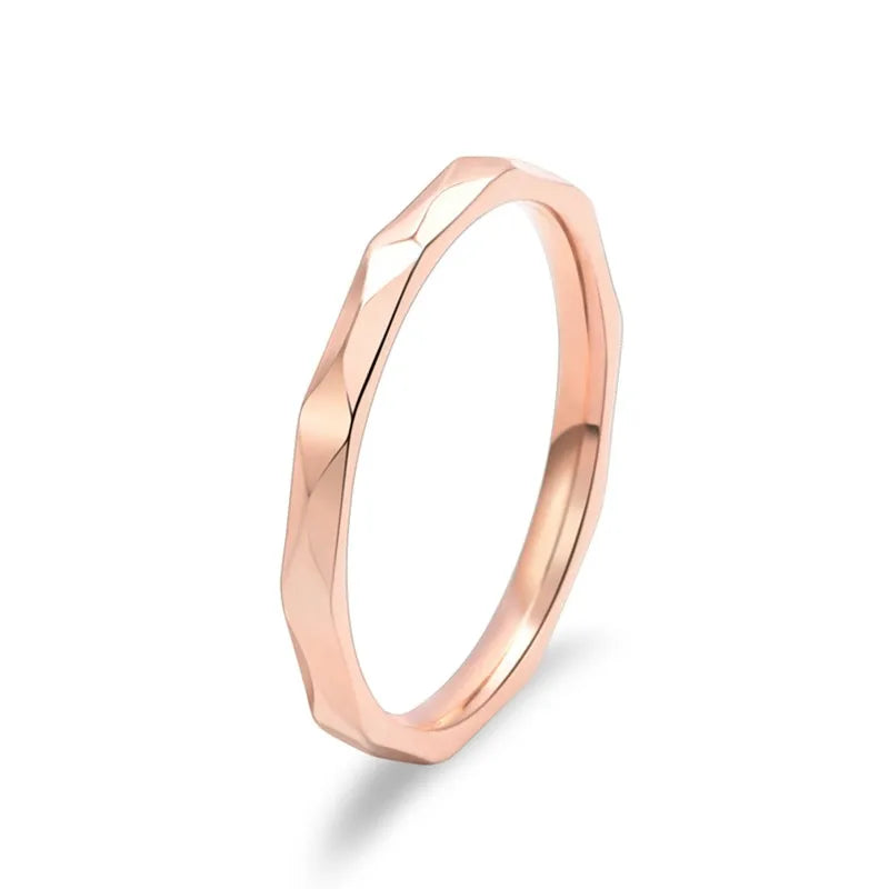 2mm Thin Stainless Steel Multi-Faceted Stackable Ring Canada Wedding Band for Women & Girls Size 4-10