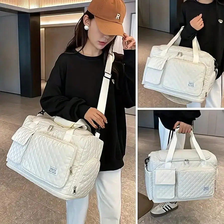 Women’s Large-Capacity Duffel Bag USA with Shoe Compartment, Waterproof Expandable Gym & Travel Bag
