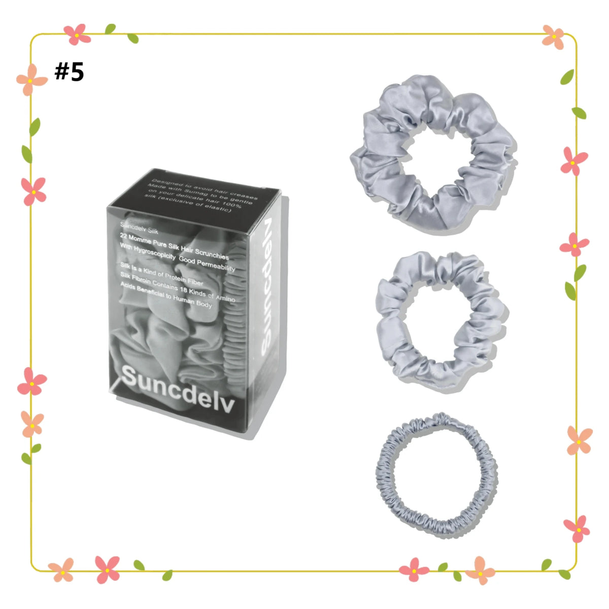 3PCS 100% Pure Silk Hair Scrunchies Set USA 22 Momme High-Quality Hair Bands in 1cm/2cm/3cm Widths