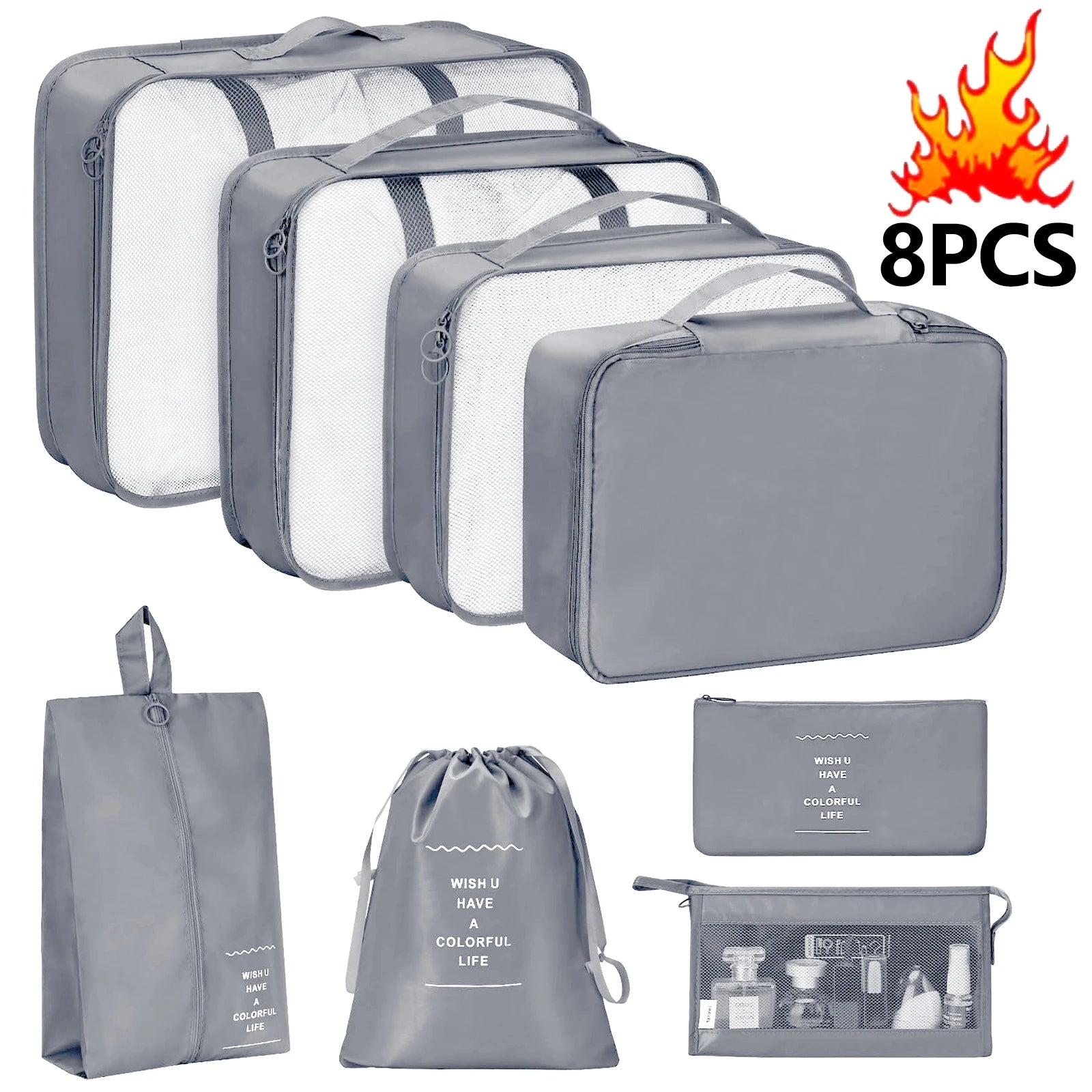 7PCS/Set Travel Organizer Storage Bags Canada Suitcase Packing Cubes Portable Luggage Clothes Shoe Tidy Pouch Folding Set -ZMT