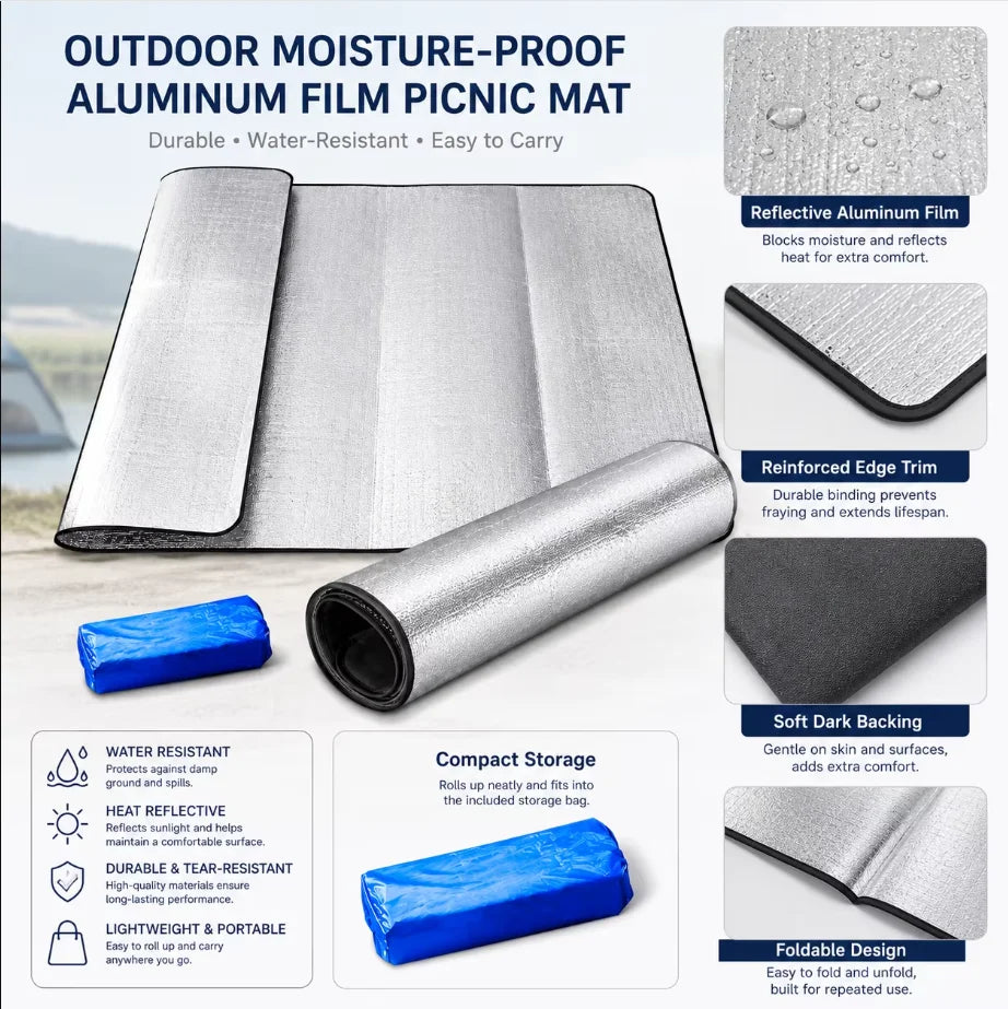 Waterproof Picnic Mat Canada Double-Sided Aluminum Foil Moisture-Proof Camping Ground Sheet for Outdoor Travel