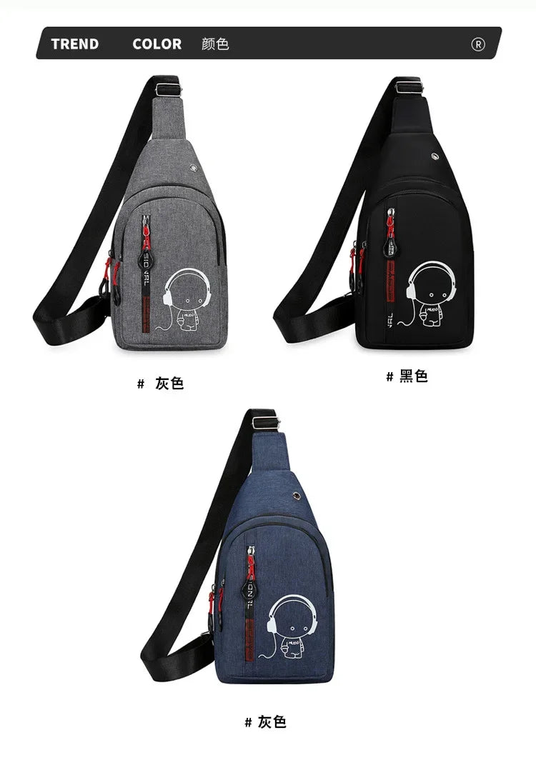 New Casual Fashion Chest Bag USA Men’s Shoulder Crossbody Bag Korean Cycling Backpack Trendy Portable Hand Bag for Men