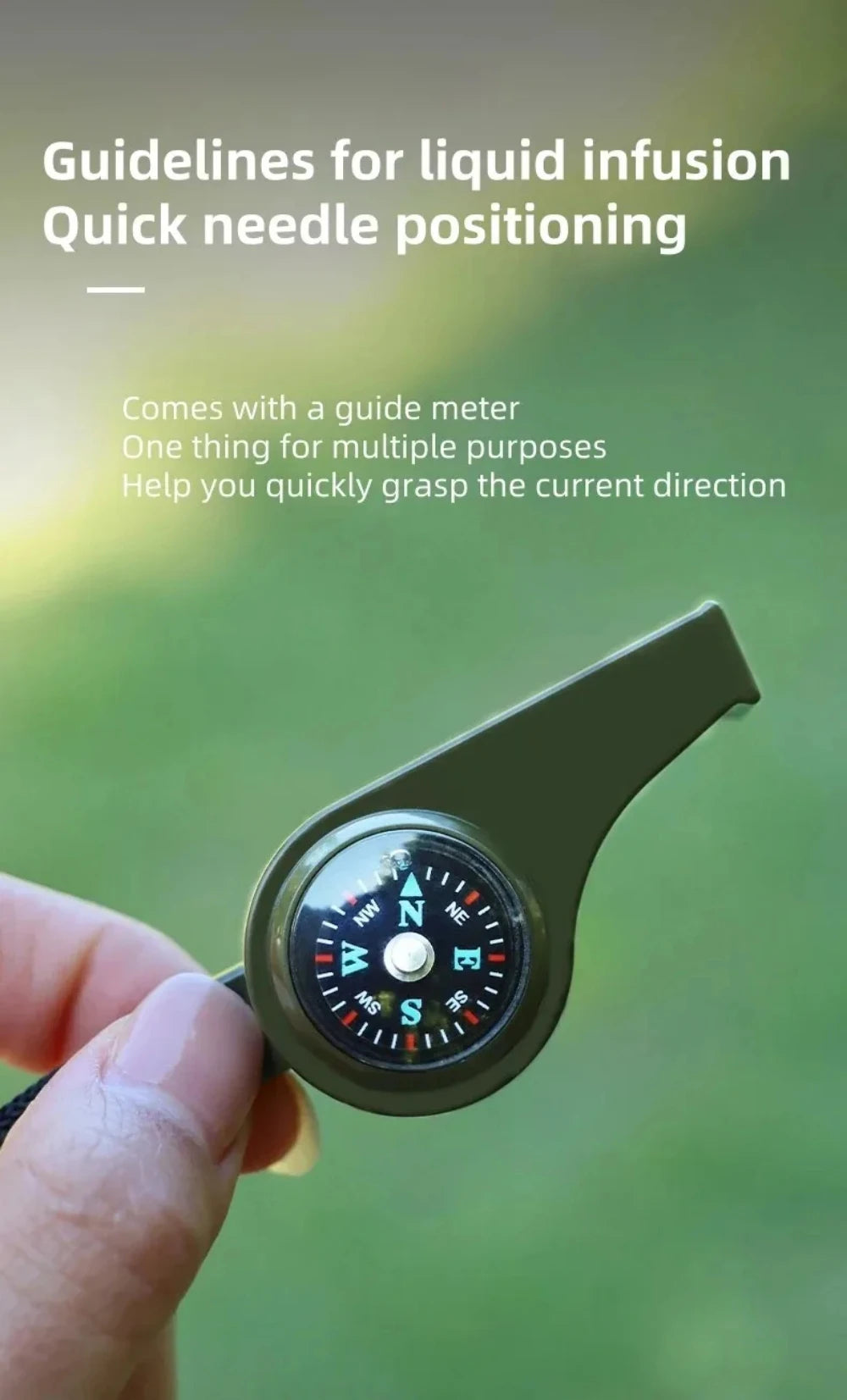 3in1 USA Outdoor Emergency Whistle with Compass, Thermometer, Outdoor Whistle, Convenient to Carry Suitable for Camping and Hiking