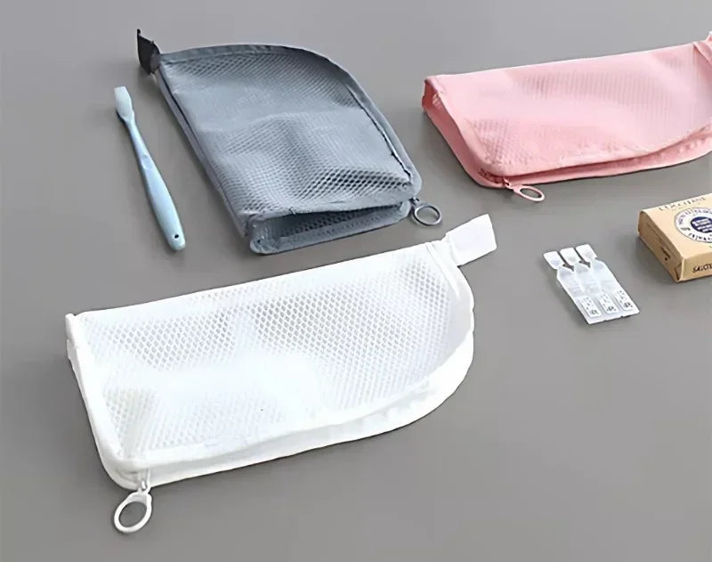 Standing Mesh Toiletry Bag USA Portable EVA Waterproof Travel Foldable Toothbrush Cosmetic Organizer Women Bathroom Storage Pouch