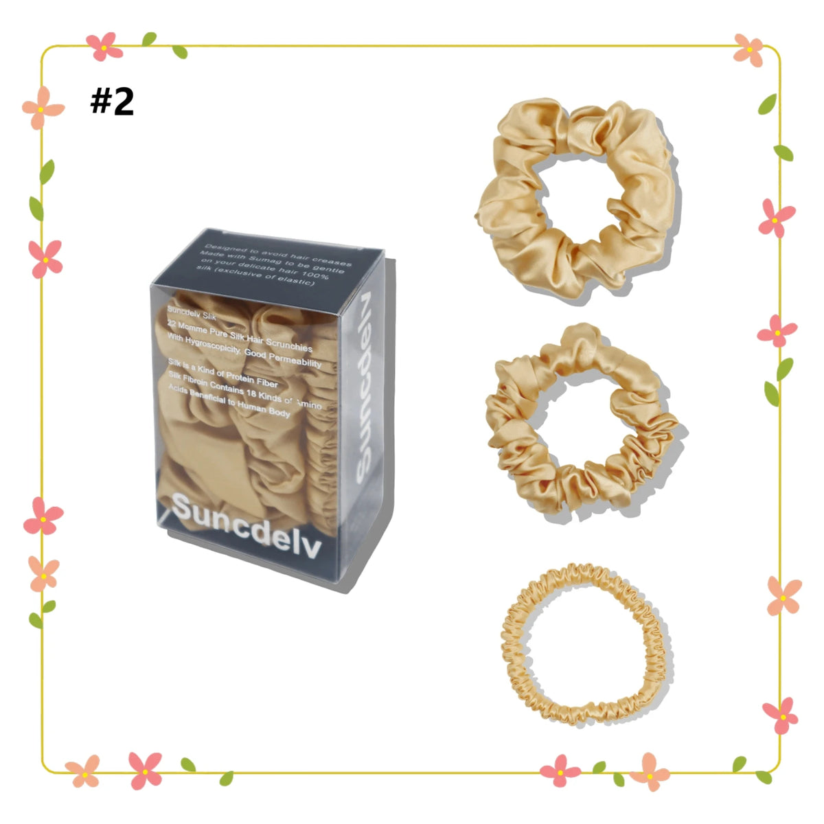3PCS 100% Pure Silk Hair Scrunchies Set USA 22 Momme High-Quality Hair Bands in 1cm/2cm/3cm Widths