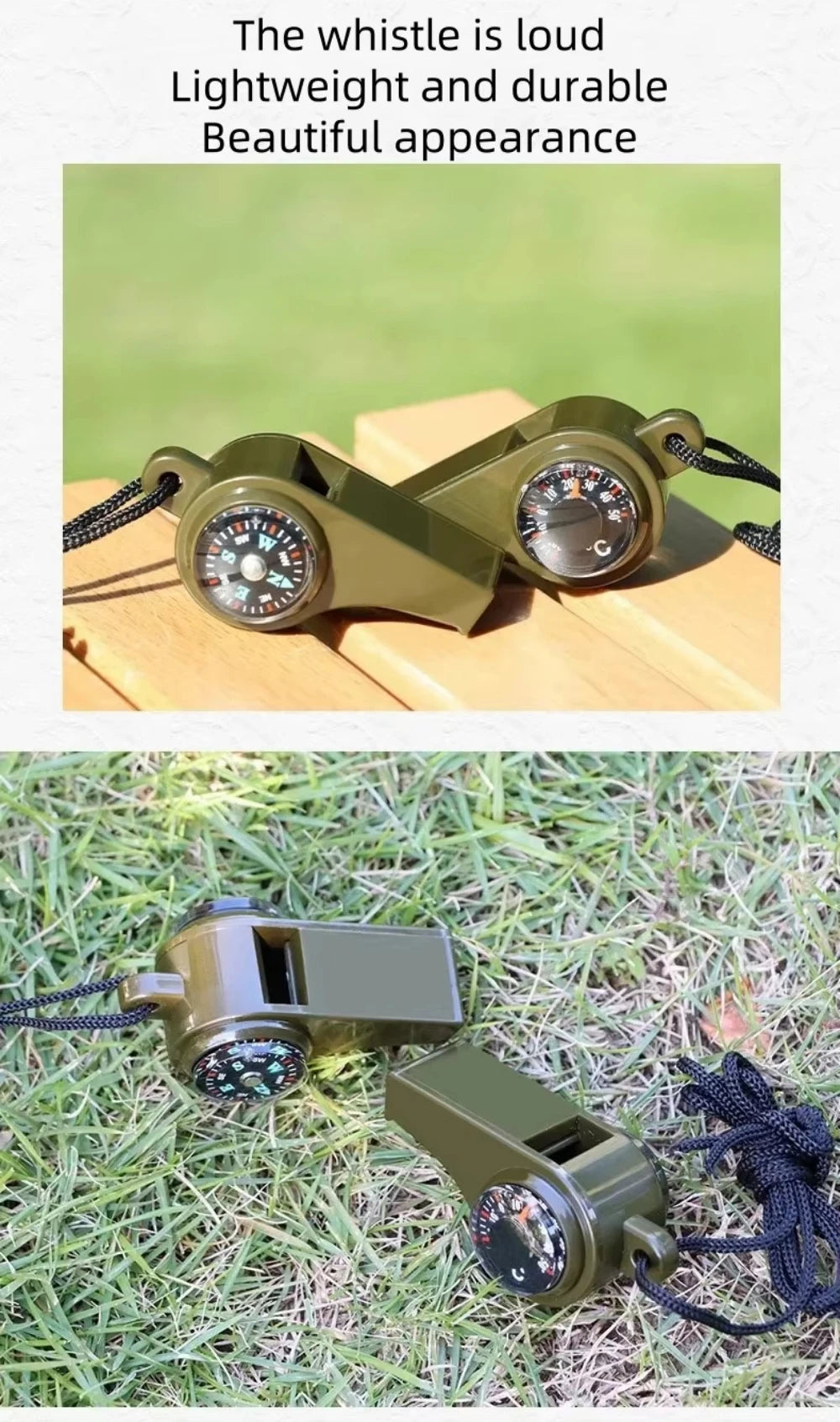 3in1 USA Outdoor Emergency Whistle with Compass, Thermometer, Outdoor Whistle, Convenient to Carry Suitable for Camping and Hiking