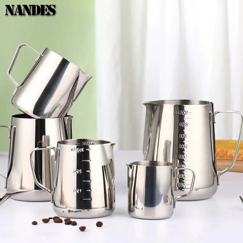 Stainless Steel Milk Frother Jug Canada Coffee Milk Frothing Pitcher Measurement Jug Espresso Barista Tool Coffee Accessories