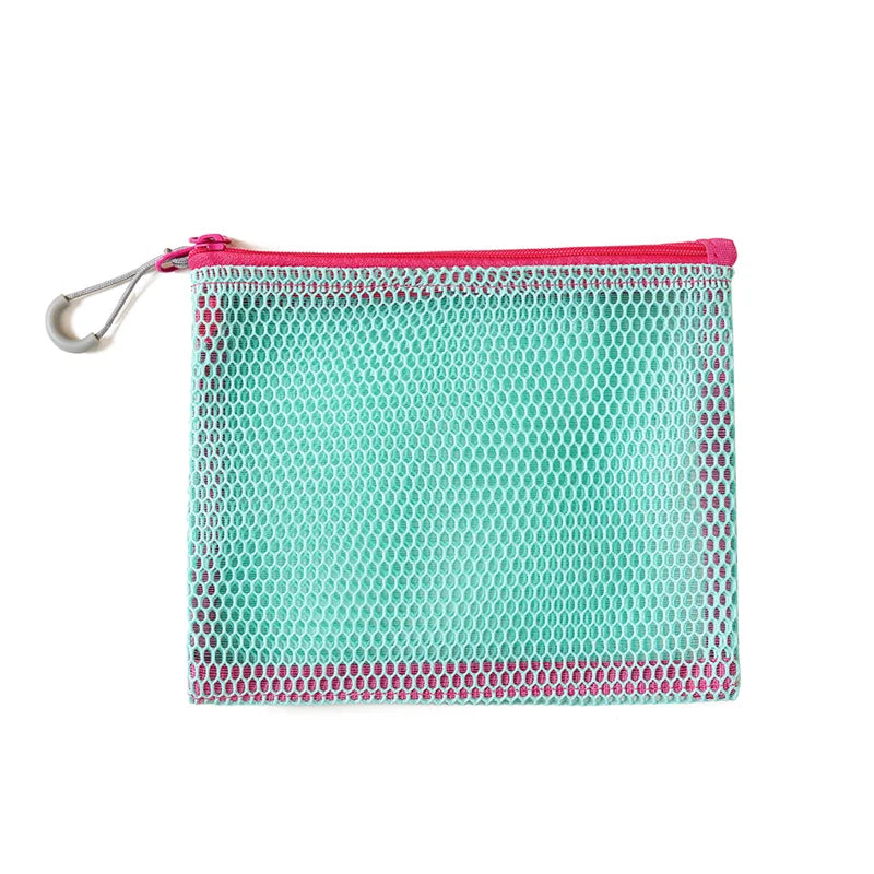 Double Zipper Mesh Storage USA Bag Ultra Light Wear-proof Visible Colored Double Layered Makeup Pouch Durable With Handle Coin Bag