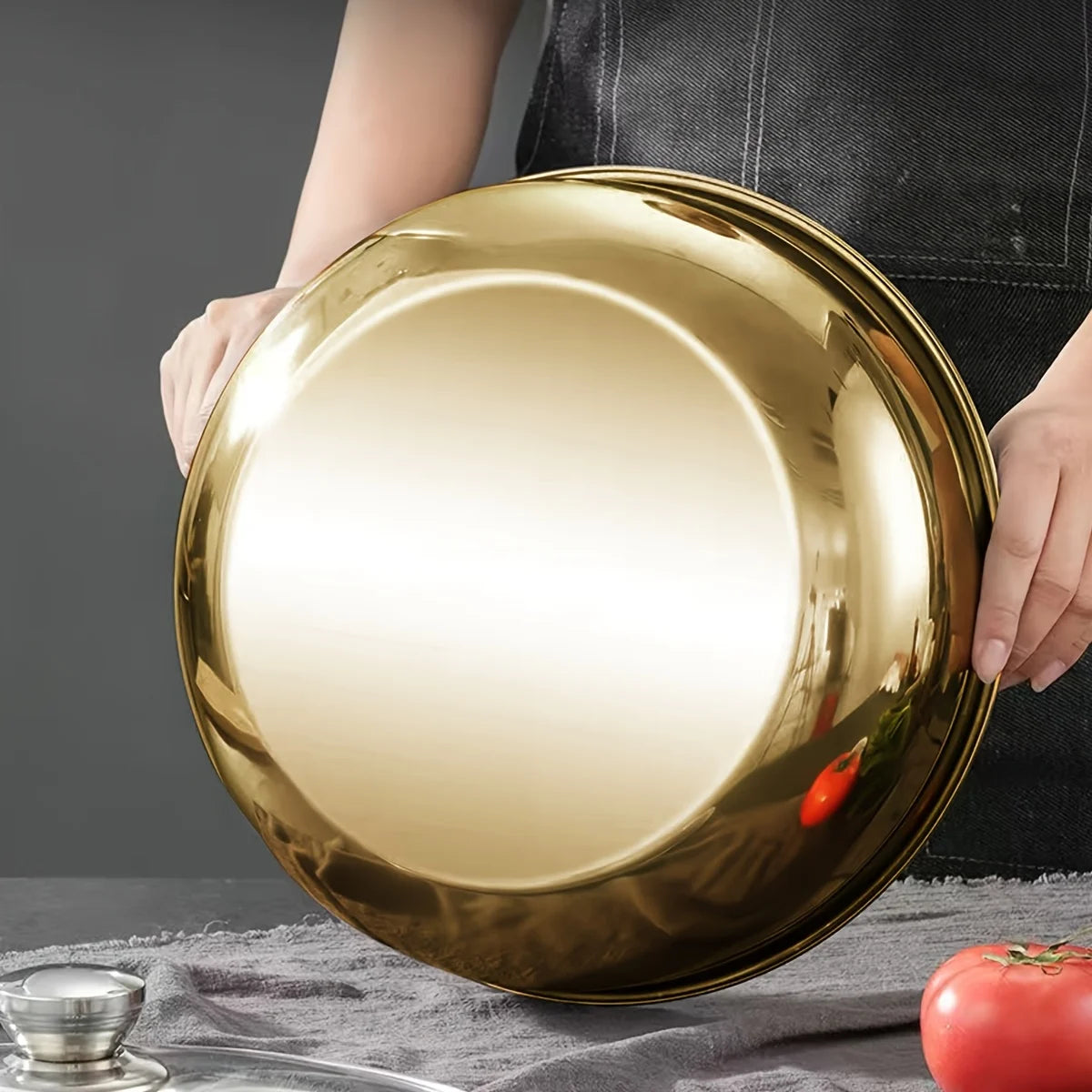 Golden Stainless Steel Mixing Bowl Canada Corrosion-Resistant Bowl for Kneading Dough, Eating Noodles & Washing Vegetables