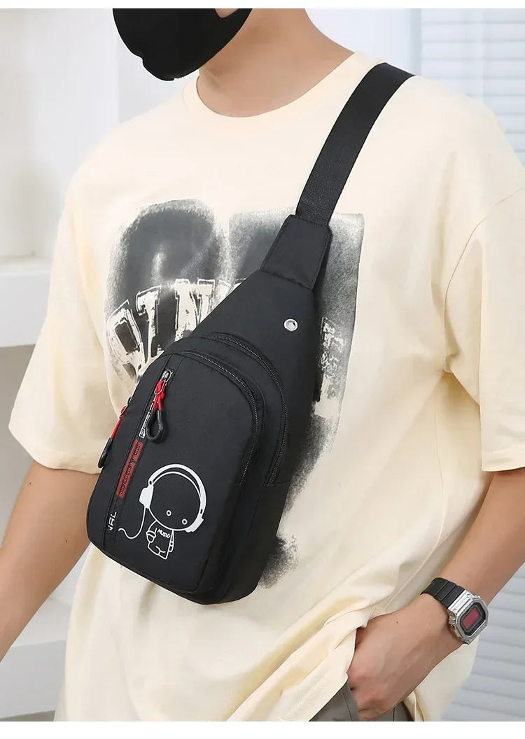 New Casual Fashion Chest Bag USA Men’s Shoulder Crossbody Bag Korean Cycling Backpack Trendy Portable Hand Bag for Men