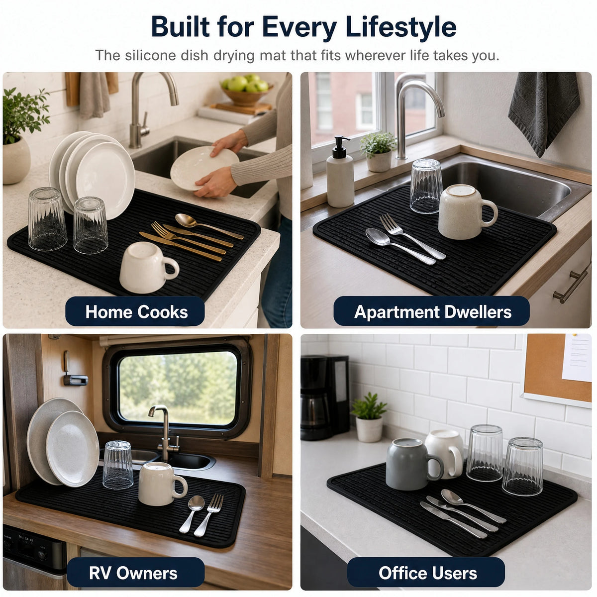 Thickened Silicone Stove Cover Mat USA 70.5×50.3cm 3mm Non-Slip Striped Oven & Electric Stove Dish Drying Mat for Kitchen Dining Room