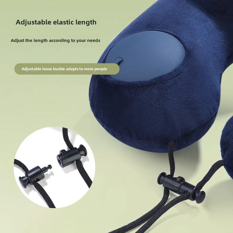 Portable U-Shaped Travel Pillow USA Inflatable Air Cushion Neck Support for Comfortable Sleeping, Press-to-Inflate Travel Pillow for Travelers