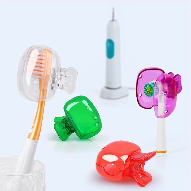 10pcs USA Travel Toothbrush Head Covers Toothbrush Protector Cap Brush Pod Case Protective Portable Plastic Clip for Household
