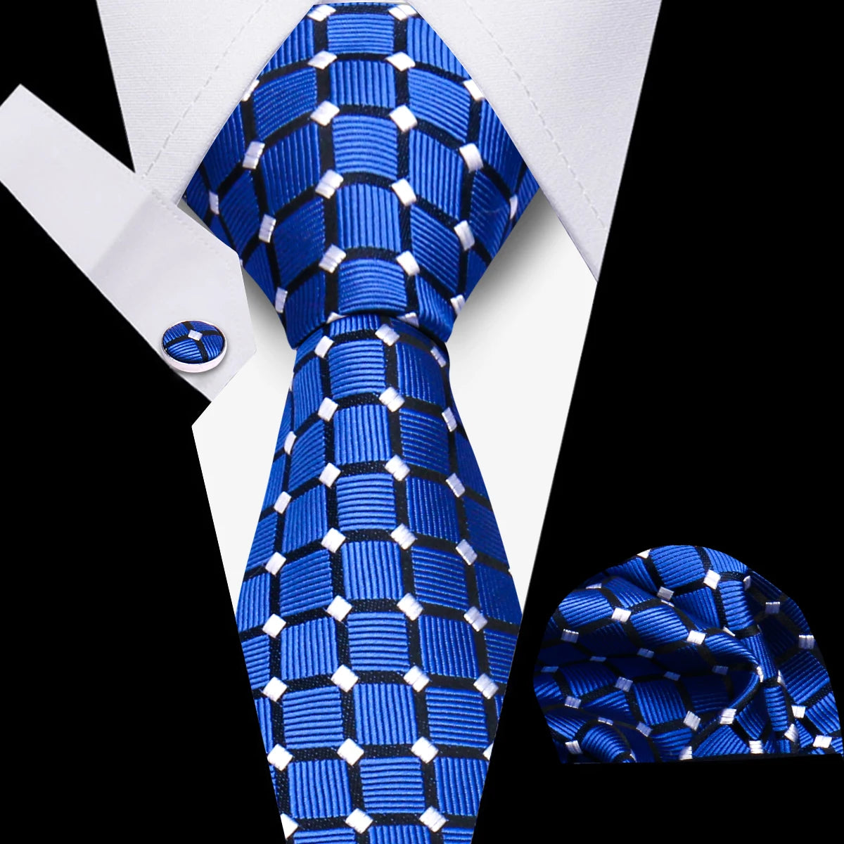 Men’s Business Necktie Set Canada Classic Plaid Cufflinks Handkerchief for Suit Wedding High-Quality 3PCS Tie Set Formal Gravata