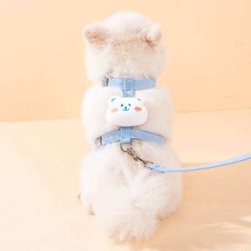 Cartoon canada Doll Backpack Cat Harness Set Plush Toy Vest with Leash Adjustable Escape-Proof Soft Mesh Harness for Small Cats Kitten