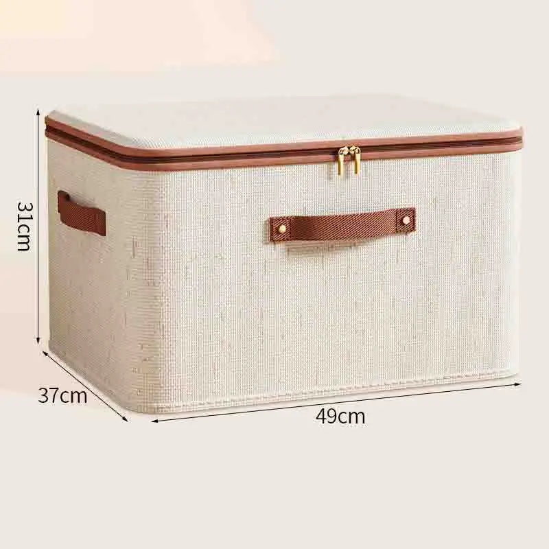 Non-Woven Linen-cotton Zipper Storage Boxes Fabric Clothing Storage Bags For Bedroom Closet Organization Include Good Helpers