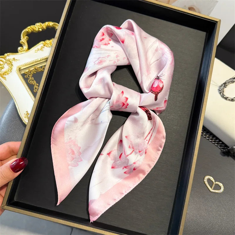 Print 70cm Silk Satin Headscarf Canada Women Luxury Design Neck Tie Scarf Hair Hand Wrist Foulard Shawl Bandana