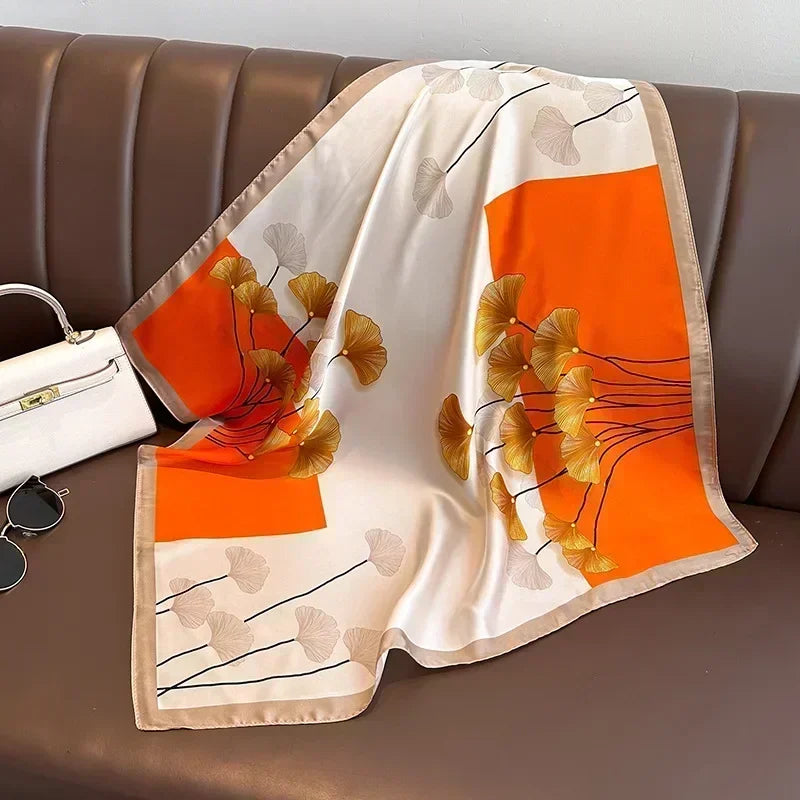 Luxury Design Print Silk Square Scarf Canada Women Soft Satin Horse Hairband Neckerchief Office Hijab Headband Foulard Bag Ribbon Gift