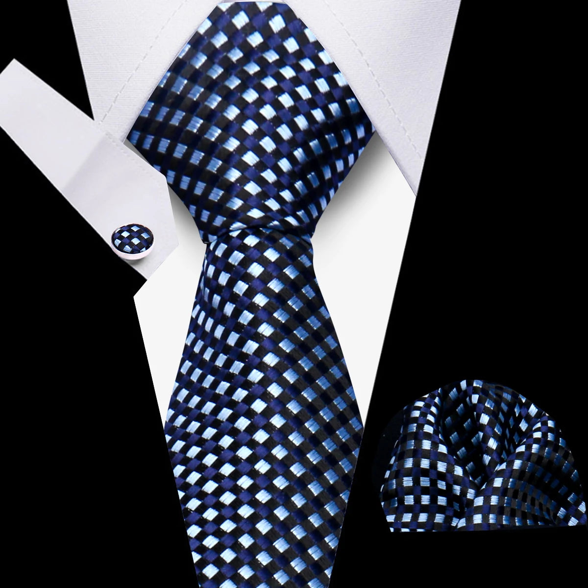Men’s Business Necktie Set Canada Classic Plaid Cufflinks Handkerchief for Suit Wedding High-Quality 3PCS Tie Set Formal Gravata
