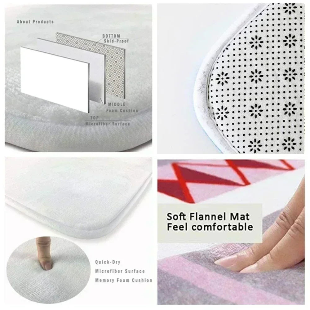 Doormat Featuring a Design of Five Blue Fish Anti-Slip for Bathrooms Machine Washable Polyester, And Ideal for Entrances in Bedr