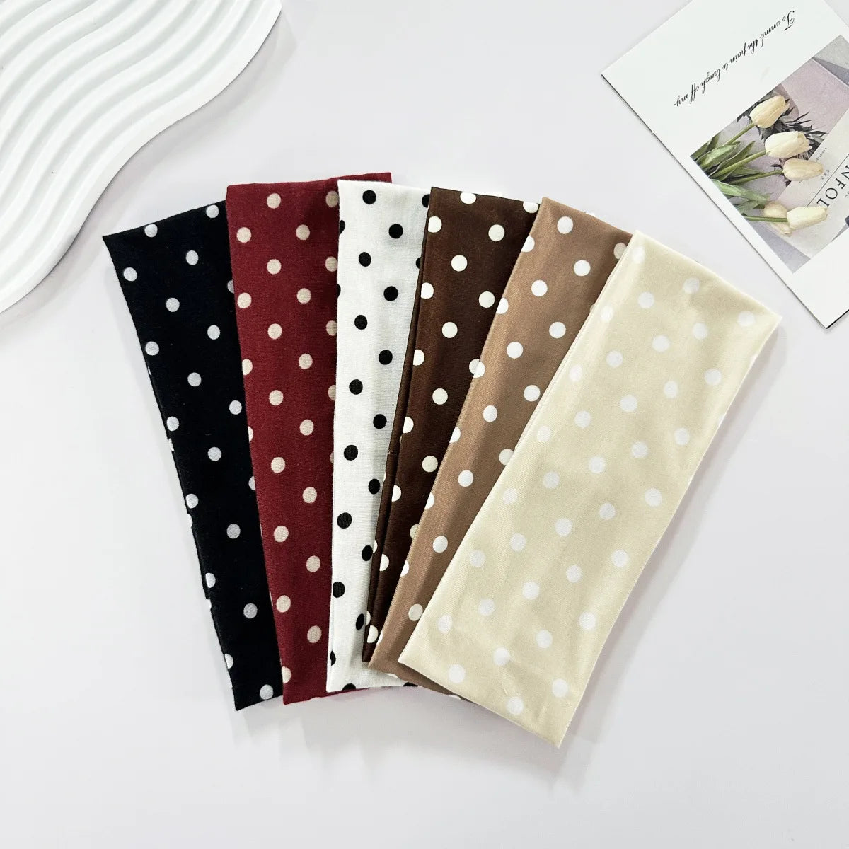 1PC Polka Dot Yoga Elastic Headband Canada Fashionable Dot-Pattern Makeup Sports & Fitness Sweat-Absorbent Hairband