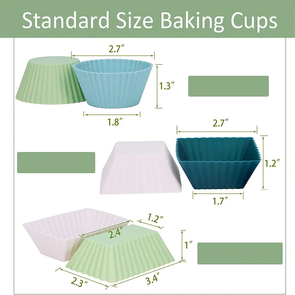 12PCS Silicone Cake Mold Set USA Round Muffin & Cupcake Baking Molds for Kitchen Cooking, DIY Cake Decorating & Bakeware Tools