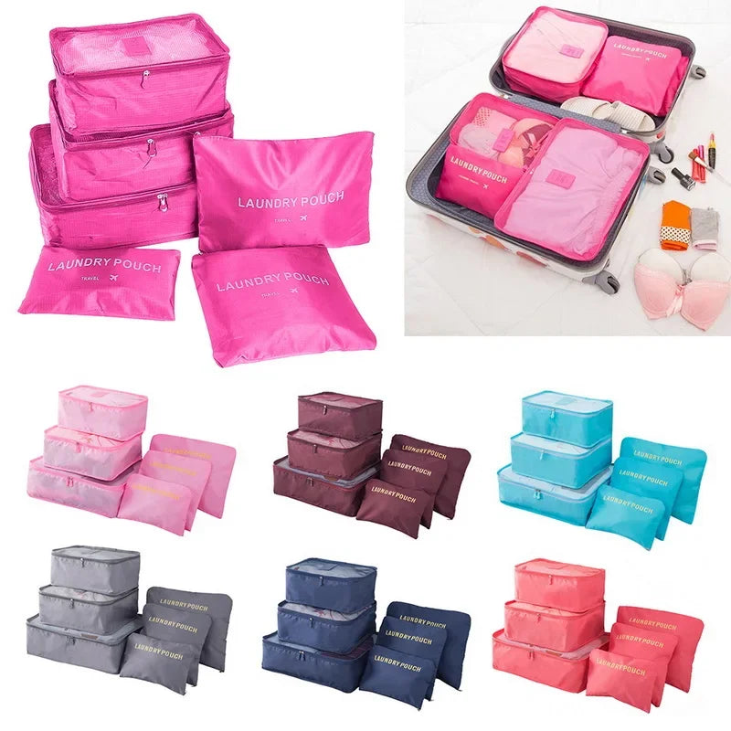 6PCS/Set Travel Storage Bags Canada Pink/Blue/Grey Large Capacity Waterproof Luggage Clothing Underwear Storage Bags with Zipper