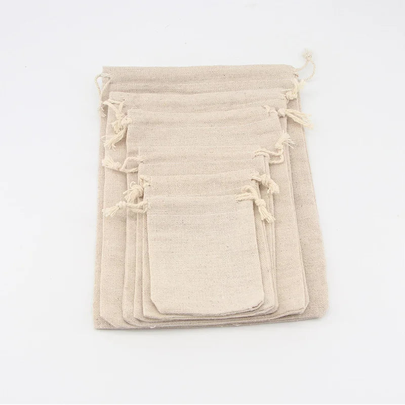 USA Wedding Linen Drawstring Bags Christmas Party Gift Package Small Cotton Pouches Home Kitchen Organize Sacks 15x20cm