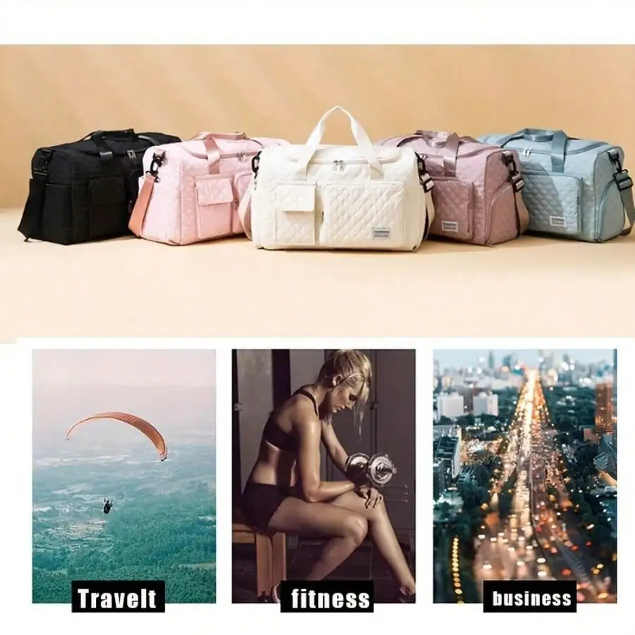 Women’s Large-Capacity Duffel Bag USA with Shoe Compartment, Waterproof Expandable Gym & Travel Bag