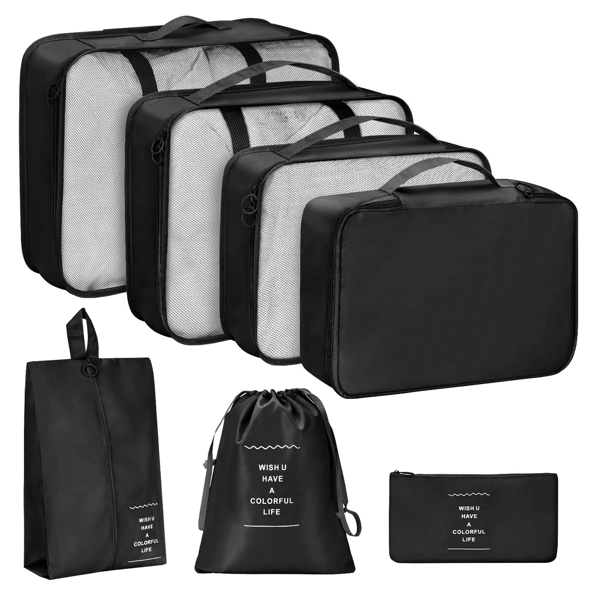 7PCS/Set Travel Organizer Storage Bags Canada Suitcase Packing Cubes Portable Luggage Clothes Shoe Tidy Pouch Folding Set -ZMT