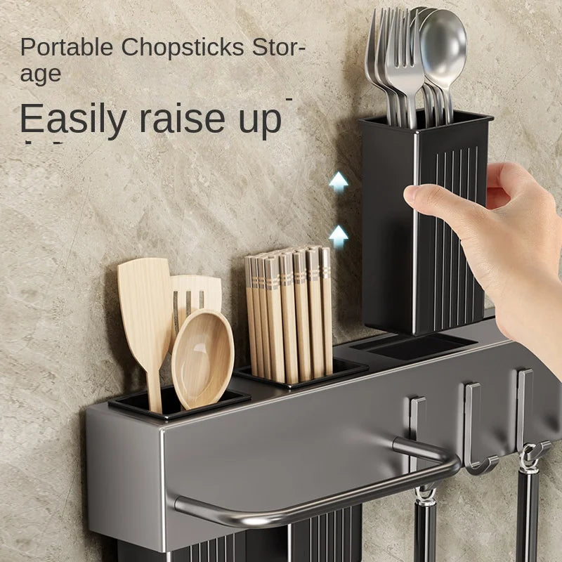 Tool-free Kitchen Shelf, Canada kitchen Accessories, Multifunctional Wall-mounted Chopstick Holder, Storage for Knives and Tools