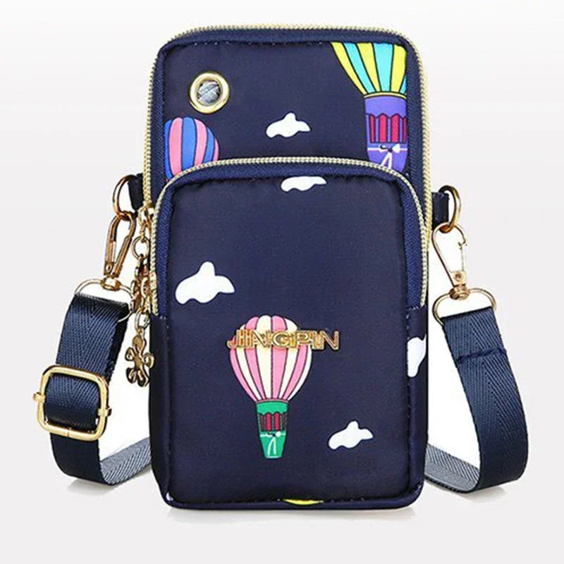 Women’s Mobile Phone Crossbody Bag USA Fashion Mini Coin Purse Neck Hanging Running Shoulder Bag 3-Layer Wallet for Moms