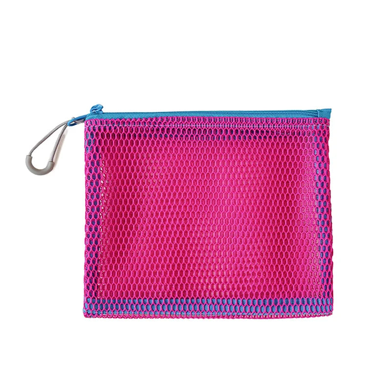 Double Zipper Mesh Storage USA Bag Ultra Light Wear-proof Visible Colored Double Layered Makeup Pouch Durable With Handle Coin Bag