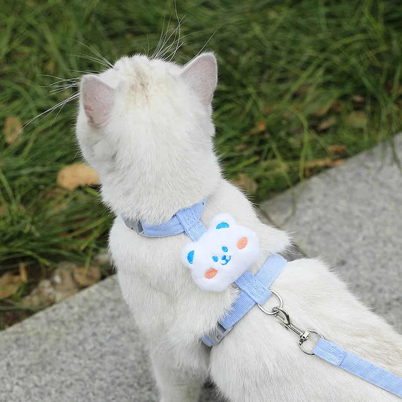 Cartoon canada Doll Backpack Cat Harness Set Plush Toy Vest with Leash Adjustable Escape-Proof Soft Mesh Harness for Small Cats Kitten