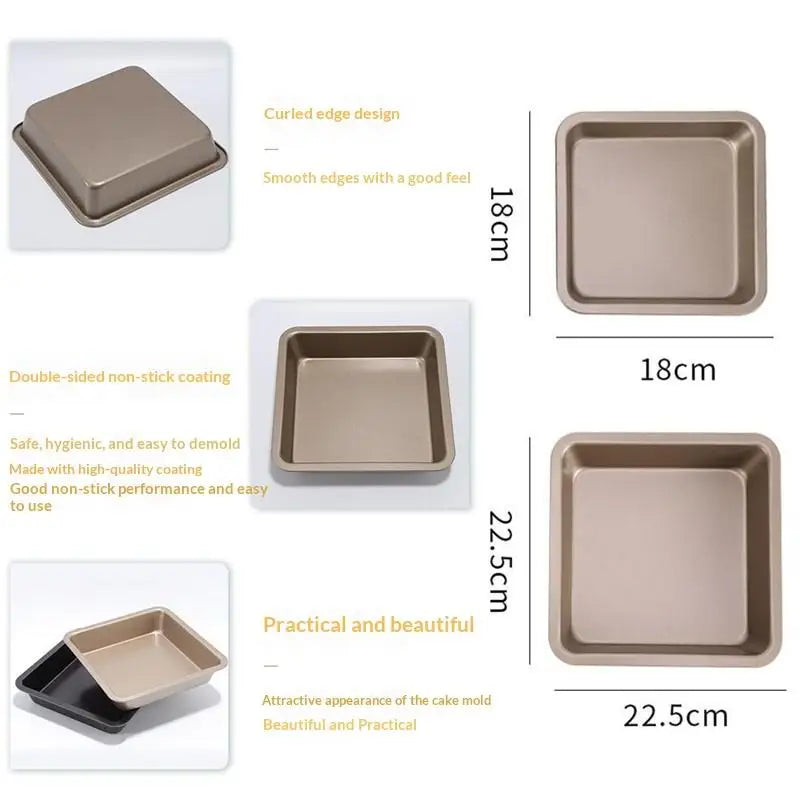6/8 Inch Non-stick Square Baking Tray, Carbon Steel Oven Bakeware, Toast Bread Pizza Pie Cake Baking Mold Pan