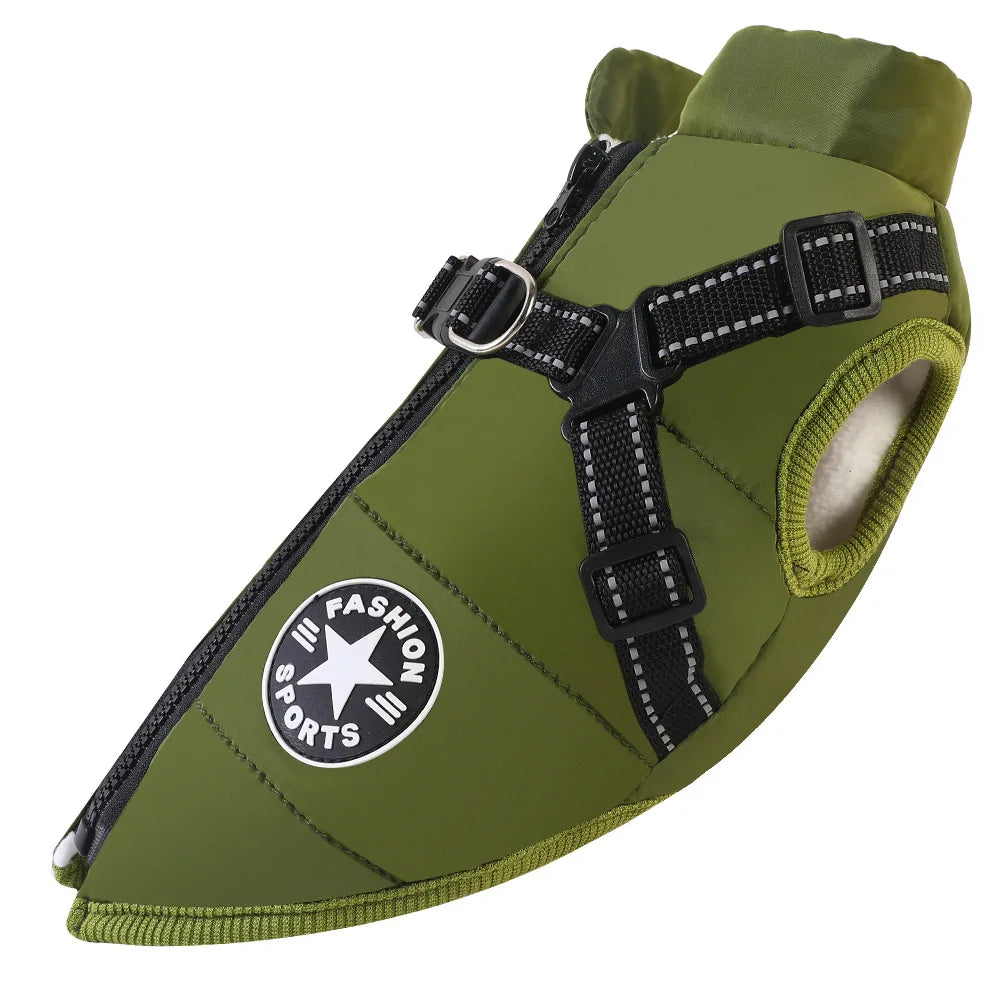 Winter Warm Pet Dog  USA Jacket with Harness Waterproof Dog Coat Vest for Small Medium Chihuahua French Bulldog Outdoor Dog Clothes