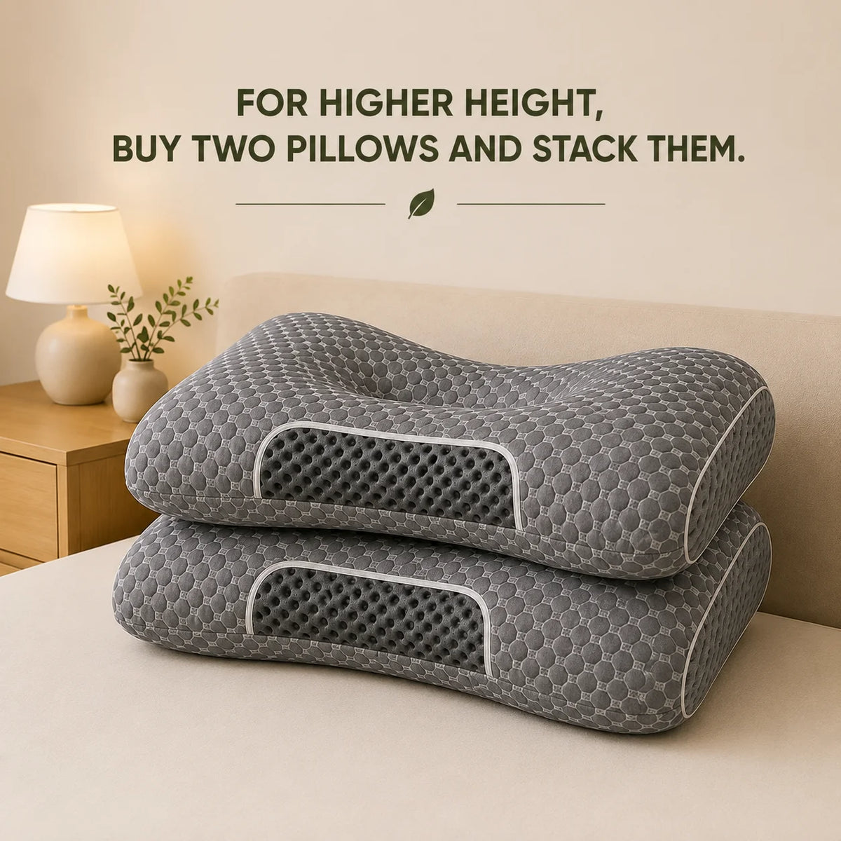 Ultra-Soft Ergonomic Neck Support Pillow USA Contour Cervical Pillow for Side, Back & Stomach Sleepers, Breathable Easy-Clean Fabric, Pressure Relief for Sleep