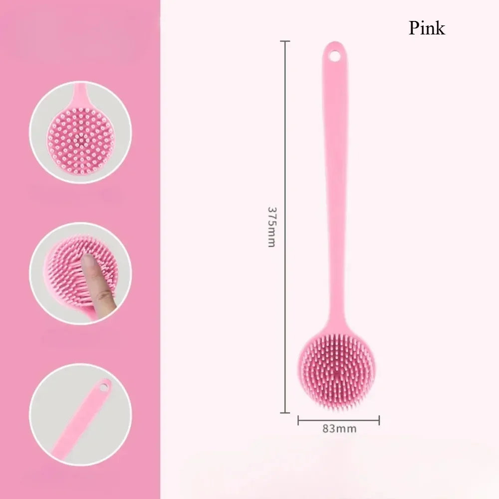Soft Back Scrubber Brush USA Silicone Skin Massager Bath Shower Scrubbing Brush with Handle Body Wash Exfoliating Bath Supply