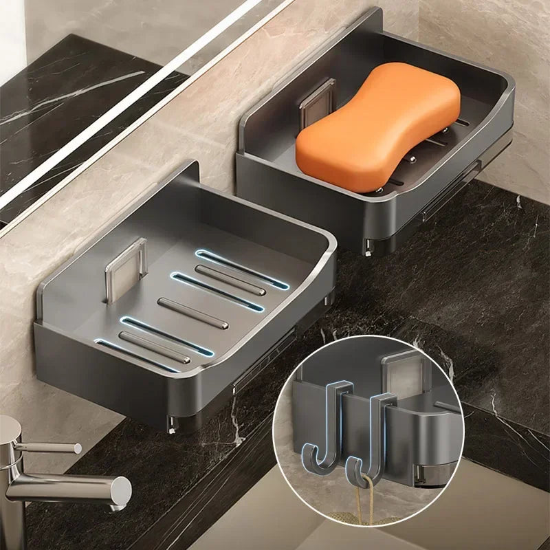 Bathroom Soap Holder Canada Free-Punching Wall Mounted Soap Sponge Holder Organizer Double Drainage Soap Dish Bathroom Accessories