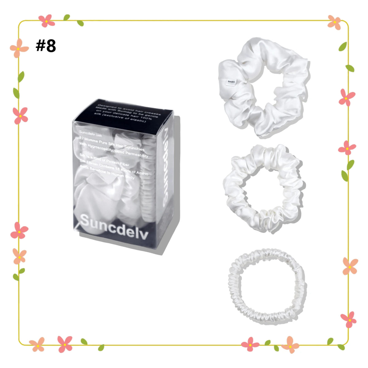 3PCS 100% Pure Silk Hair Scrunchies Set USA 22 Momme High-Quality Hair Bands in 1cm/2cm/3cm Widths
