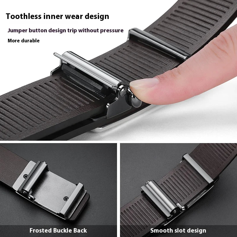 Men's Leather USA Belts Fashion Automatic Buckle Cowskin Male Belts Luxury Designer Black belt 105-160cm Plus Size Jeans Belt