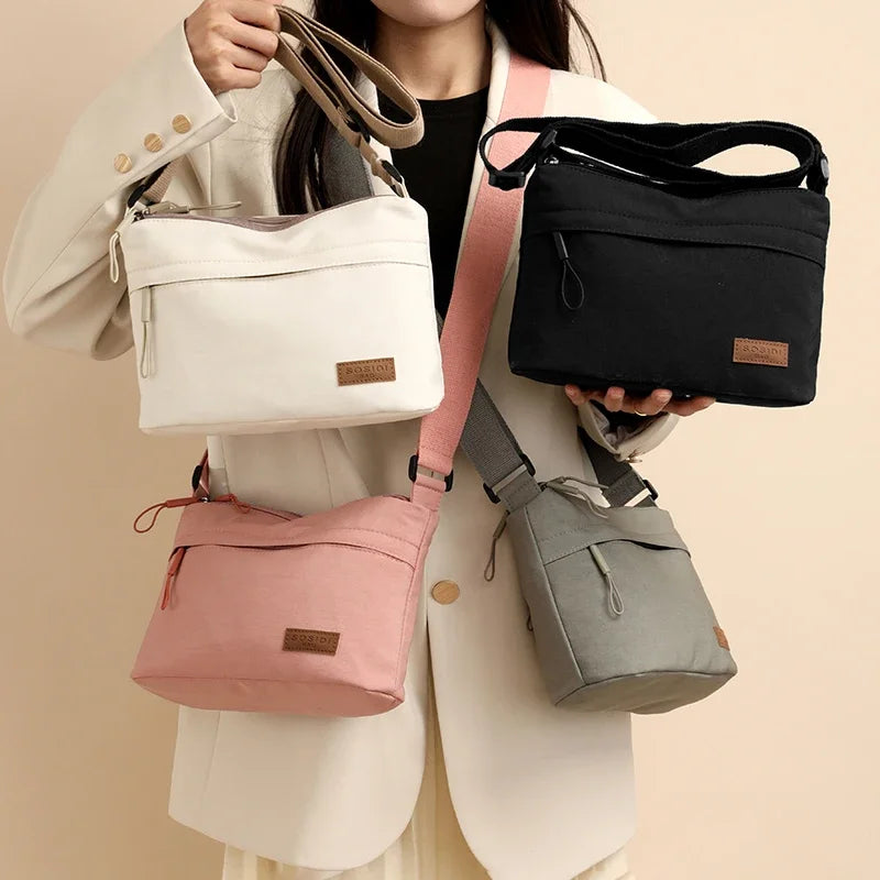 3 Main Pockets High Capacity Shoulder Crossbody Bag for Women Multi-pocket Purse Canvas Handbag Suitable for Mothers Shopping