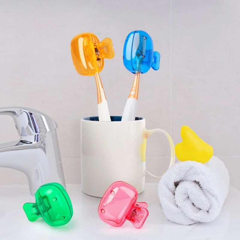 10pcs USA Travel Toothbrush Head Covers Toothbrush Protector Cap Brush Pod Case Protective Portable Plastic Clip for Household