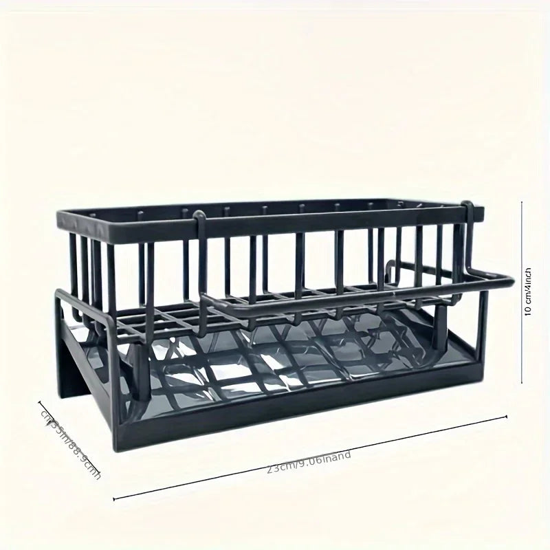 Drill-Free USA Sink Organizer Multi-Use Sponge Soap Holder Draining Rack for Kitchen Countertop Storage Waterproof Shelf 1PC